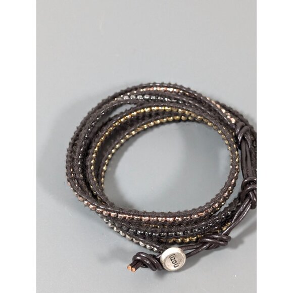 Lizou Two Tone Brown Cord Wrap Bracelet Boho Western Chic 36 in - Picture 3 of 7